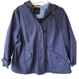Talbots Navy Blue Windbreaker Rain Coat Size 2X/P